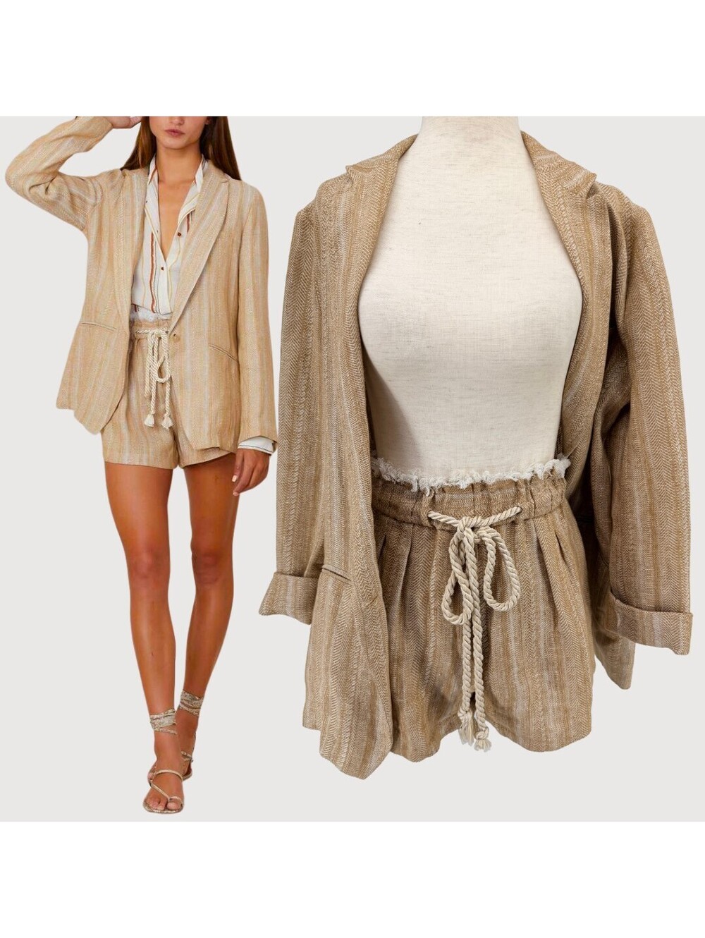 Forte_Forte Linen Herringbone Blazer Shorts Set 0/2